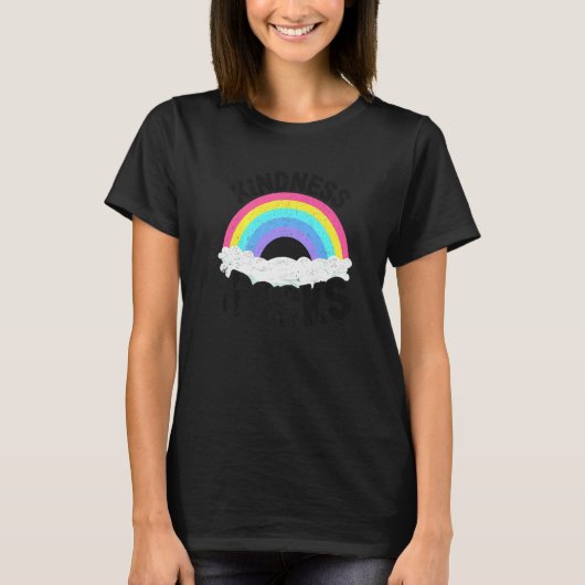 Hippie Retro Teacher Anti Bullying Rainbow Kindnes T-shirt (Voorkant)
