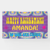 Hippie Retro Tie Dye Retirement Party Spandoek (Horizontaal)