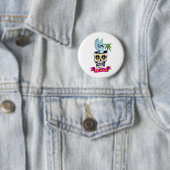 hippie retro vrede schedel vector kunst ronde button 5,7 cm (In situ)