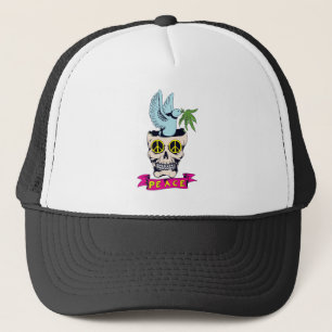 hippie retro vrede schedel vector kunst trucker pet