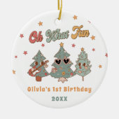 Hippie Rockin' Christmas Tree Groovy Verjaardag Keramisch Ornament (Voorkant)