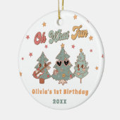 Hippie Rockin' Christmas Tree Groovy Verjaardag Keramisch Ornament (Links)