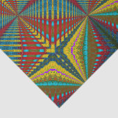 Hippie Rood Blauw Geel Groen Etnisch Trippy Aards Tissuepapier (Detail)