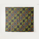 Hippie Rood Blauw Geel Groen Etnisch Trippy Aards Wandkleed (Voorkant (horizontaal))