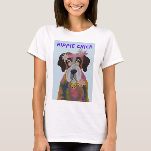 Hippie Saint Bernard Meisje T-shirt (Voorkant)