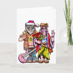 Hippie Santa Couple Kaart