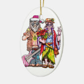 Hippie Santa Couple Keramisch Ornament (Links)