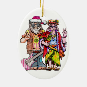 Hippie Santa Couple Keramisch Ornament