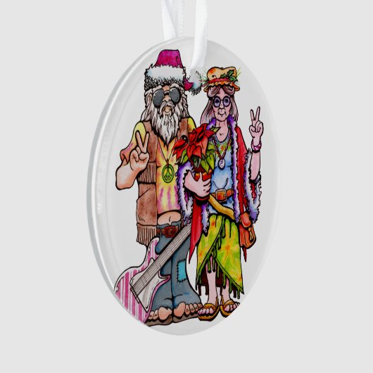 Hippie Santa Couple Ornament (voorkant)