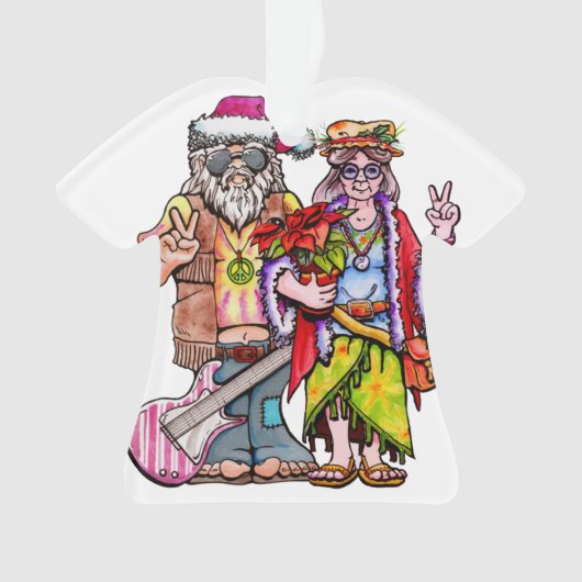 Hippie Santa Couple Ornament (voorkant)