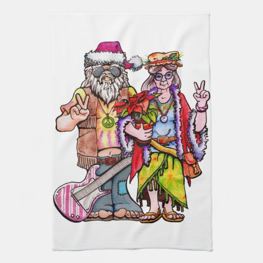 Hippie Santa Couple Theedoek (Verticaal)