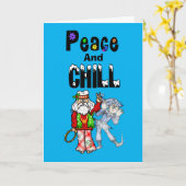 Hippie Santa en Jack Frost-kerstkaart Kaart (Gele Bloem)