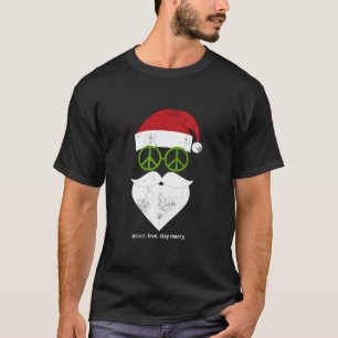 Hippie Santa Groovy Kerstkersliefde en vrede T-shirt
