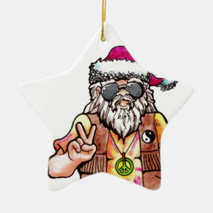 Hippie Santa Keramisch Ornament