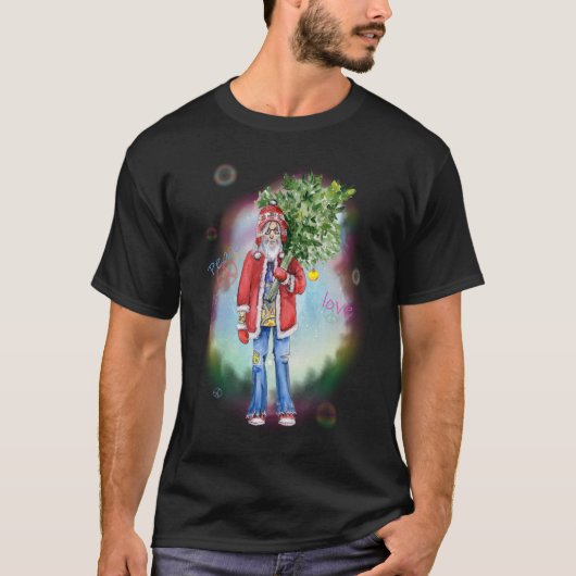 Hippie Santa Peace & Love T-shirt (Voorkant)