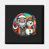 Hippie Santa Retro Sneeuwman Bohemian Kerstmis Magneet (Voorkant)