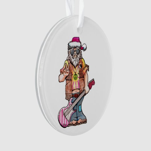 Hippie Santa zegt Cool Yule. Ornament (voorkant)