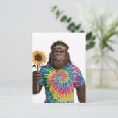 Hippie Sasquatch in Tiedye met zonnebloem Briefkaart (Staand voorkant)