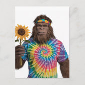 Hippie Sasquatch in Tiedye met zonnebloem Briefkaart (Voorkant)