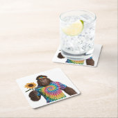 Hippie Sasquatch in Tiedye met zonnebloem Kartonnen Onderzetters (Insitu)