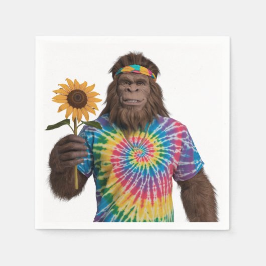 Hippie Sasquatch in Tiedye met zonnebloem Servet (Voorkant)