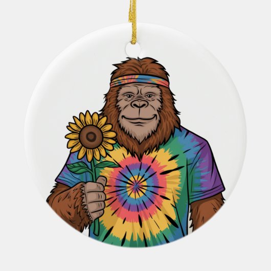 Hippie Sasquatch Keramisch Ornament (Achterkant)