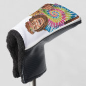 Hippie Sasquatch met zonnebloem Golfheadcover (3/4 voorkant)