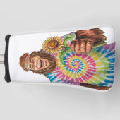 Hippie Sasquatch met zonnebloem Golfheadcover (Voorkant)