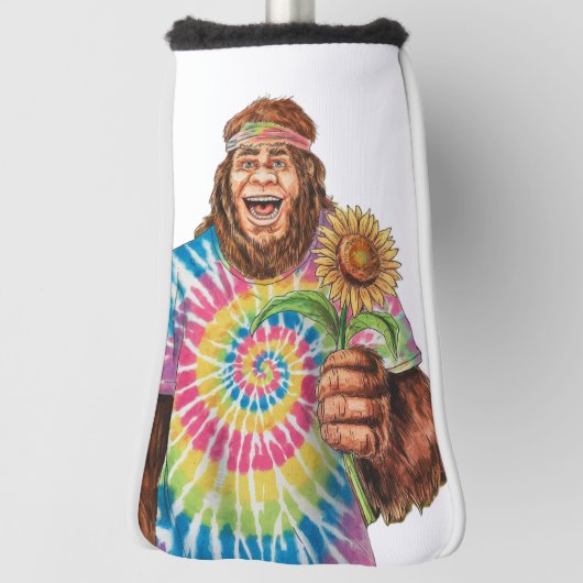 Hippie Sasquatch met zonnebloem Golfheadcover (Draai 90)