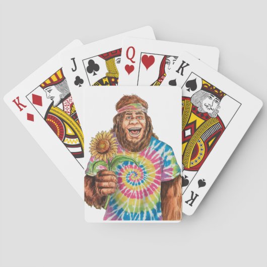 Hippie Sasquatch met zonnebloem Pokerkaarten (Achterkant)