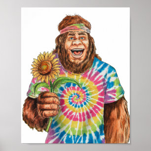 Hippie Sasquatch met zonnebloem Poster