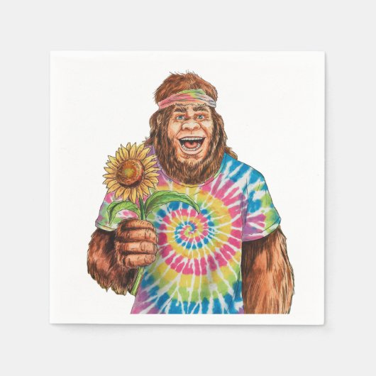 Hippie Sasquatch met zonnebloem Servet (Voorkant)