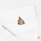 Hippie Sasquatch met zonnebloem Vierkante Sticker (Envelop)