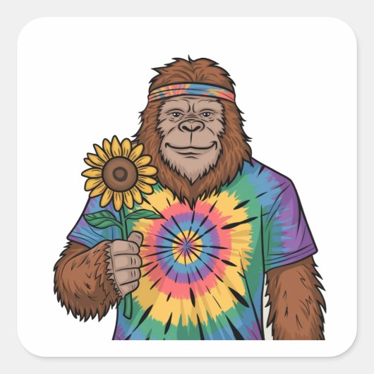 Hippie Sasquatch Vierkante Sticker (Voorkant)