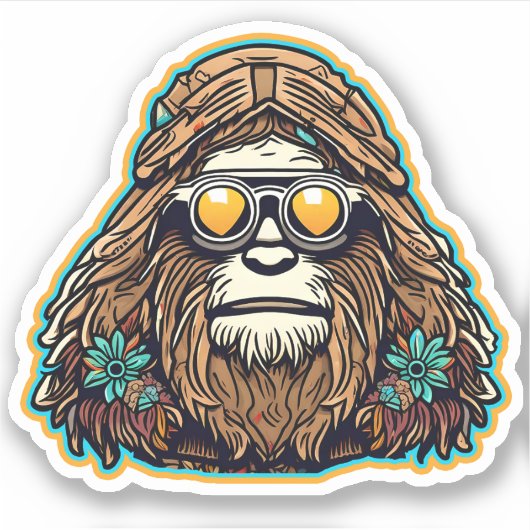Hippie Sasquatch Vinyl Sticker (Voorkant)