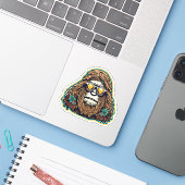Hippie Sasquatch Vinyl Sticker (Laptop met iPhone)