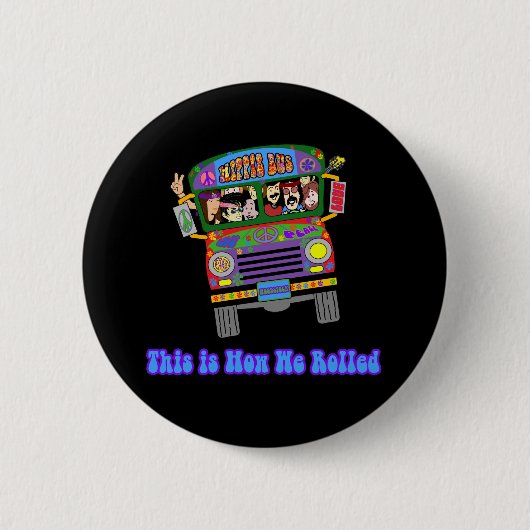 Hippie School Bus Ronde Button 5,7 Cm (Voorkant)