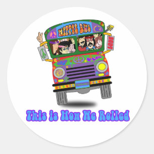 Hippie School Bus Ronde Sticker