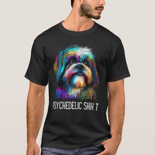 Hippie Shih Tzu Tie Dye Peace Psychedelic Shih Dog T-shirt (Voorkant)