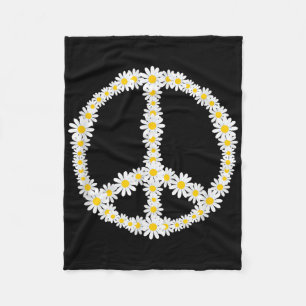 Hippie Sign Flowers Anti-war Logo Daisies Peace Si Fleece Deken