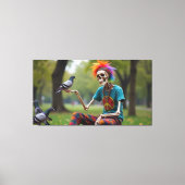 Hippie skelet in het park canvas afdruk (Voorkant)