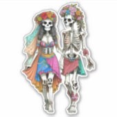 Hippie Skelet Paar Sticker (Voorkant)