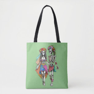 Hippie Skelet Paar Tote Bag