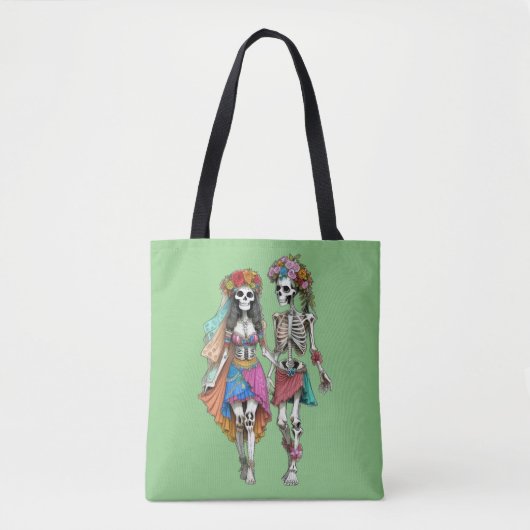 Hippie Skelet Paar Tote Bag (Voorkant)
