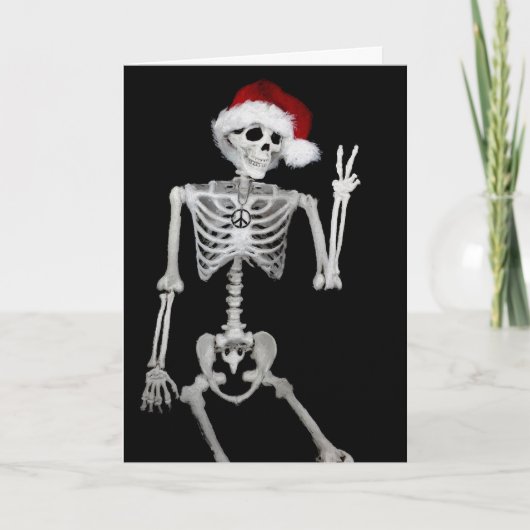 Hippie Skeleton Santa Peace-kerstkaart Kaart (Voorkant)