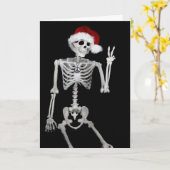 Hippie Skeleton Santa Peace-kerstkaart Kaart (Gele Bloem)