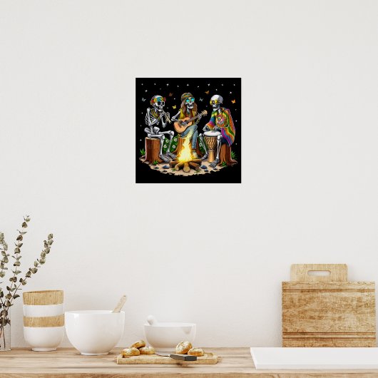 Hippie Skeletons Camping Poster (Keuken)