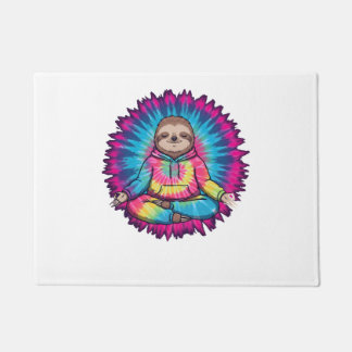 Hippie Sloth Peace Sign Tie-Dy Deurmat