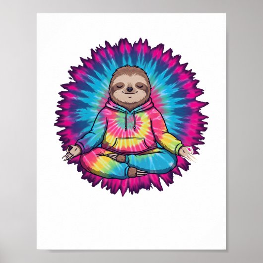 Hippie Sloth Peace Sign Tie-Dy Poster (Voorkant)