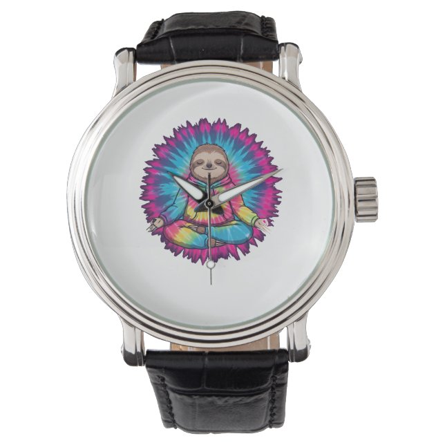 Hippie Sloth Vredesteken Stropdas-Dy Horloge (Voorkant)